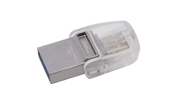 Kingston Data Traveler microDuo 3C 32GB Micro USB 3C Flash Drive - Grey